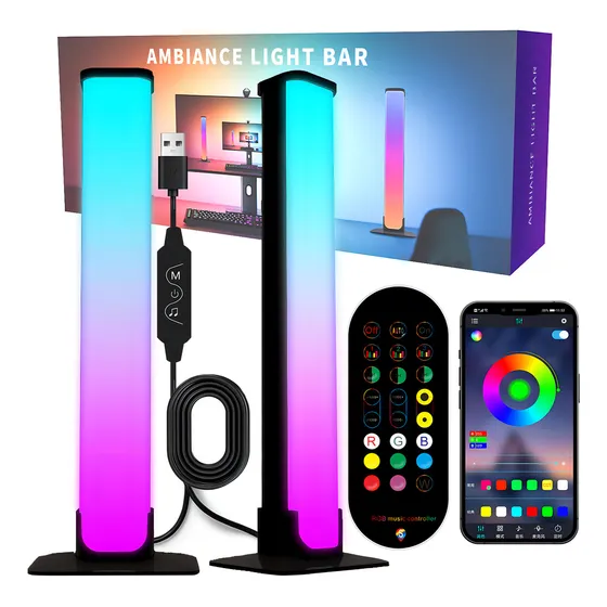 Saiban Barra De Luz 2pcs 25cm Inteligente Con App Control De Música Rgbic Luz Ambiental De Escritorio Luz Ambiental Para Juegos Juego E-sports Tv Luz Ambiental