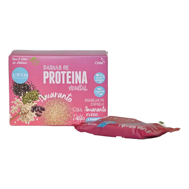 Barra proteica Kiwicha Barra Proteina Vegetal sin TACC sabor amaranto 60 g de 6 u pack x 12