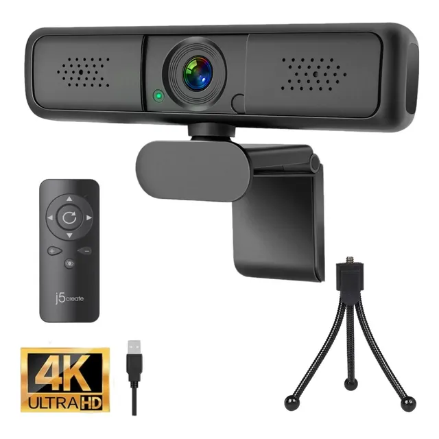 Cámara Web 4k Ultra Hd Con Control Remoto, Zoom Digital De 5x Cámara Usb De 8mp Webcam 4k Reales De Alta Resolución, Rotación De 360°, Micrófono Dual Reducción Del Ruido Con Mini Trípode