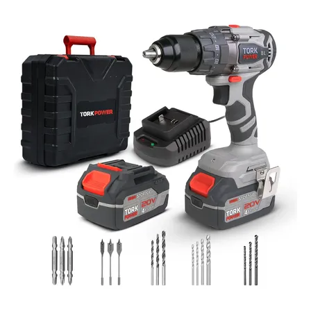 Parafusadeira Furadeira de Impacto Industrial Sem Fio Com Maleta 2 Baterias SuperTork 127/220v 50/60hz Maleta Completa Mandril 13mm