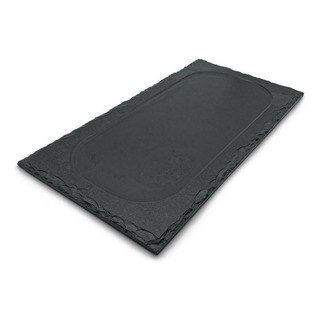 Prato De Ardósia Acabamento Rústico Com Borda 40x20cm Prato De Ardósia Acabamento Rústico Com Borda 40x20cm
