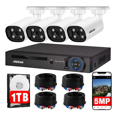 Kit Cámaras De Seguridad 5mp Con Audio Y 8 Canales Dvr 1tb Kits De Seguridad