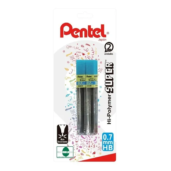 Minas Para Portaminas Pentel 0.5-0.7-0.9 Graduación De Hb Espesor De 0.7mm De 2 Unidades C/u