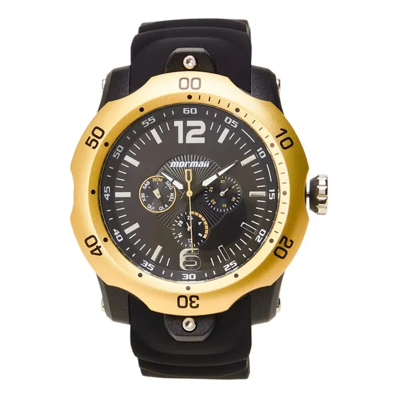 Relógio Mormaii Masculino Urban Preto - Mo6p29at/8d Bisel Dourado