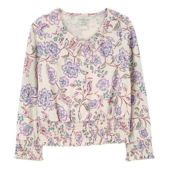 Blusa De Algodón, Con Fruncido, Diseño Floral Oshkosh 3p82