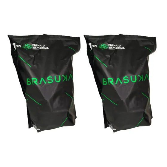 Kit 2 Kg Carvão Coco Narguile Brasuka Ecologico Premium