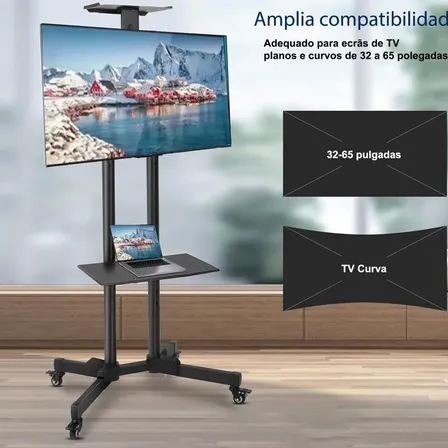 Soporte Tv Móvil Con Altura Ajustable Para Tv De 32'' A 65'' Yesop Negro