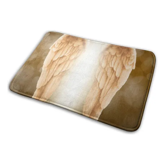 Alfombra Baño Ala Angel Dorada Felpa Decoracion Forro Suave