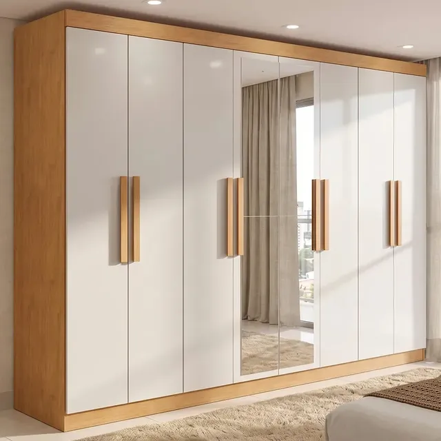 Guarda-roupa Móveis Lopas Easy Slim 8 Portas com 2 Espelhos