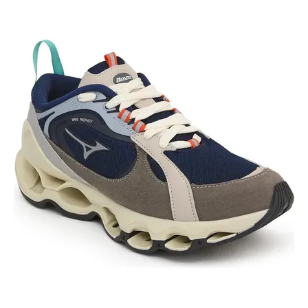 Tênis Masculino Mizuno Beta 2 Caminhada Macio Envio Imediato Creme/marinho 40 Br