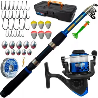 Kit De Pesca Completo 1 Vara 1,70m + 1 Molinete + Itens Kit De Pesca Completo 1 Vara 1,70m + 1 Molinete + Itens
