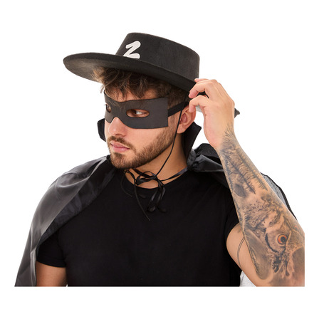 Fantasia Zorro Masculina Feminina Chapéu Capa Máscara 3 Pcs Fantasia Zorro Masculina Feminina Chapéu Capa Máscara 3 Pcs