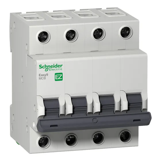 Termomagnética 4x50 Schneider-4,5ka C E9 Térmica Tetrapolar Color Blanco
