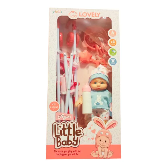 Muñeco Bebote Agus Con Sonido Cochecito Y Accesorios