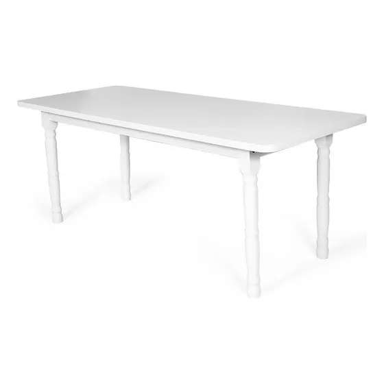 Mesa Retangular 8 Lugares De Madeira 200x80cm Itália Branca