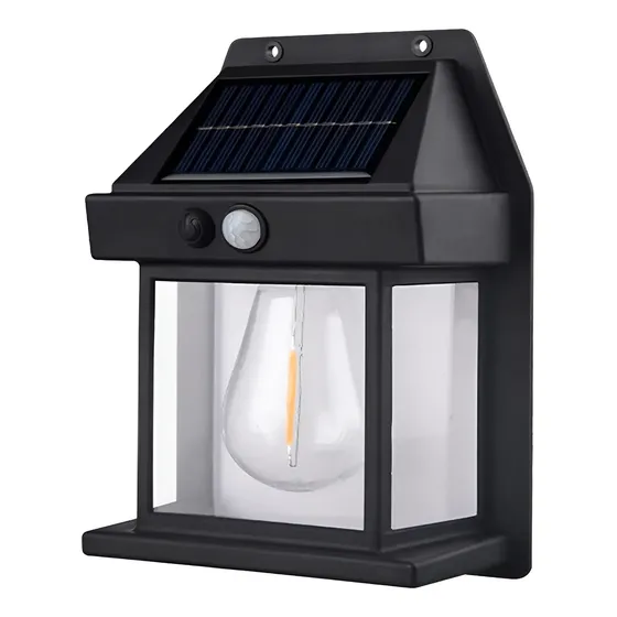 Farol Solar Hytoshy BK888 Luz Blanca Cálida Sensor Movimiento Pared Negro | Cuotas sin interés