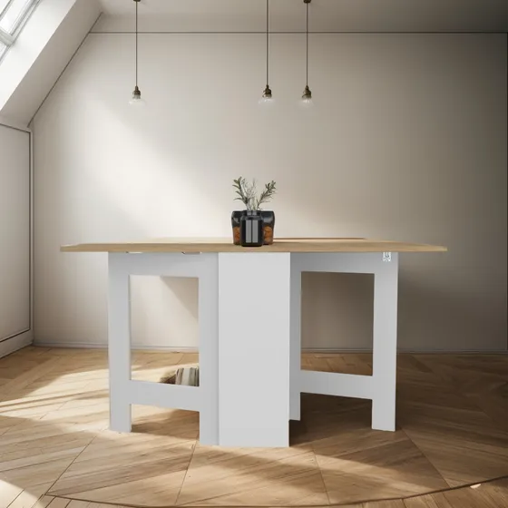 Mesa Auxiliar Galety Blanco Y Macadamia Capacidad 6 Puestos