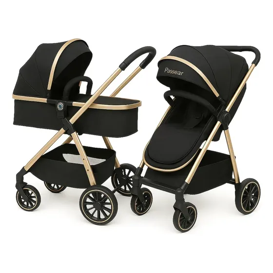 Carrinho 3 Em 1 Move - Qb747-9 Preto Golden Preto Golden