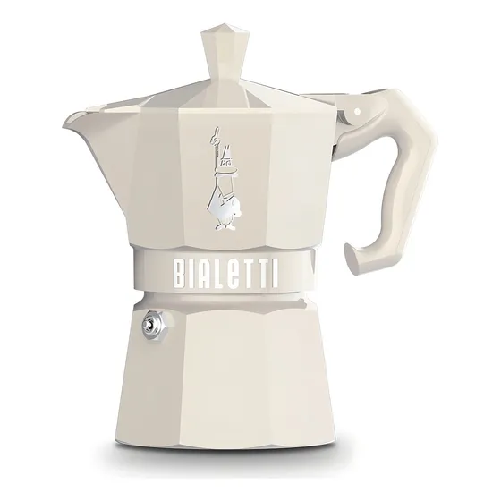 Cafetera Italiana Bialetti Moka Exclusive 3 Tazas Aluminio Color Crema