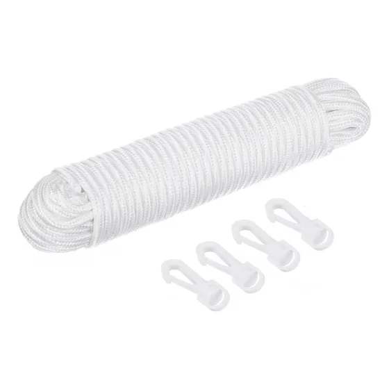 Kit Repuesto Cuerda Asta Bandera 24 M Grosor 6 Mm 4 Clips