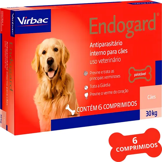Endogard Vermífugo Para Cães 30kg C/ 6 Comp - Virbac