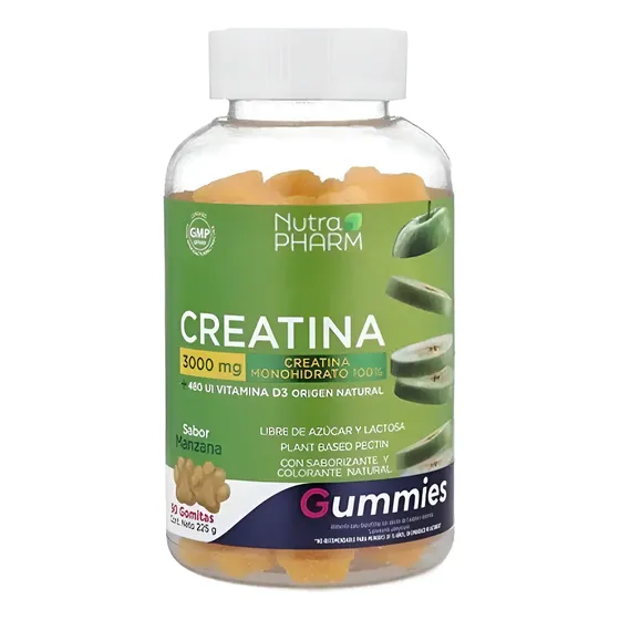 Gomitas Creatina y Vitamina D3 Nutra Pharm 90 Unidades Sabor Manzana | Cuotas sin interés