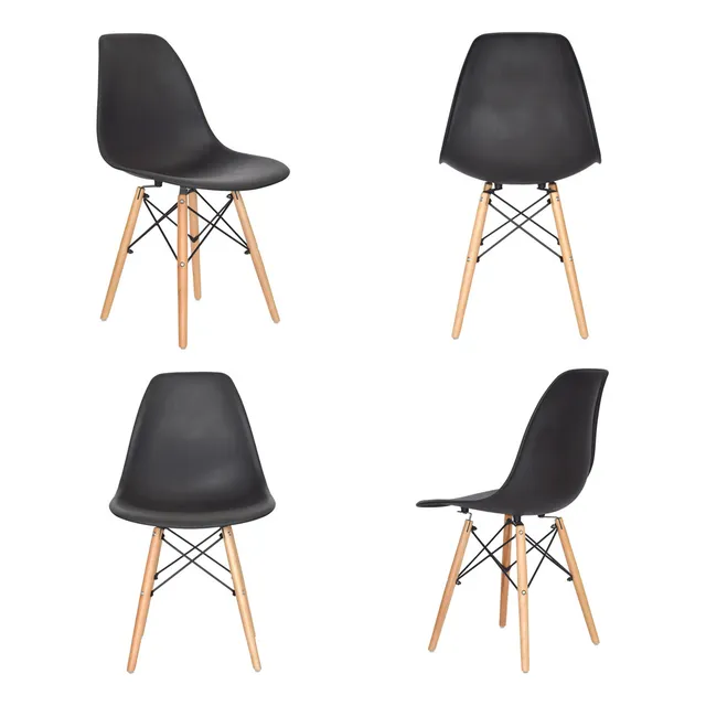Set X 4 Silla De Diseño Eames Negro Bonno
