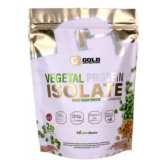 Vegetal Protein Isolate 2lbs 100% B12 Gold Nutrition Vegan Sabor Manzana