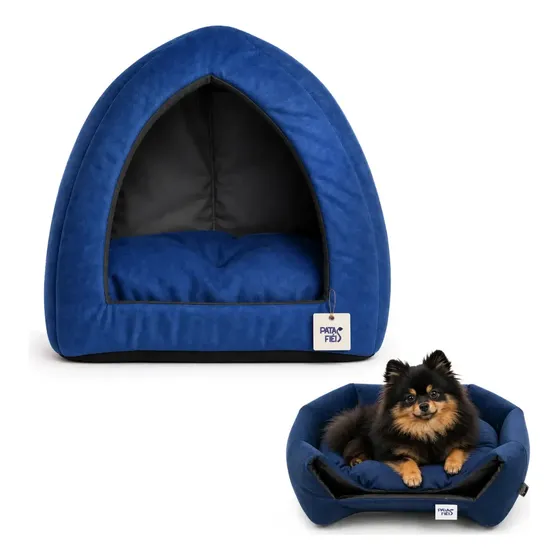 Caminha Casinha Toca Iglu Suede - Patas Fiéis Azul