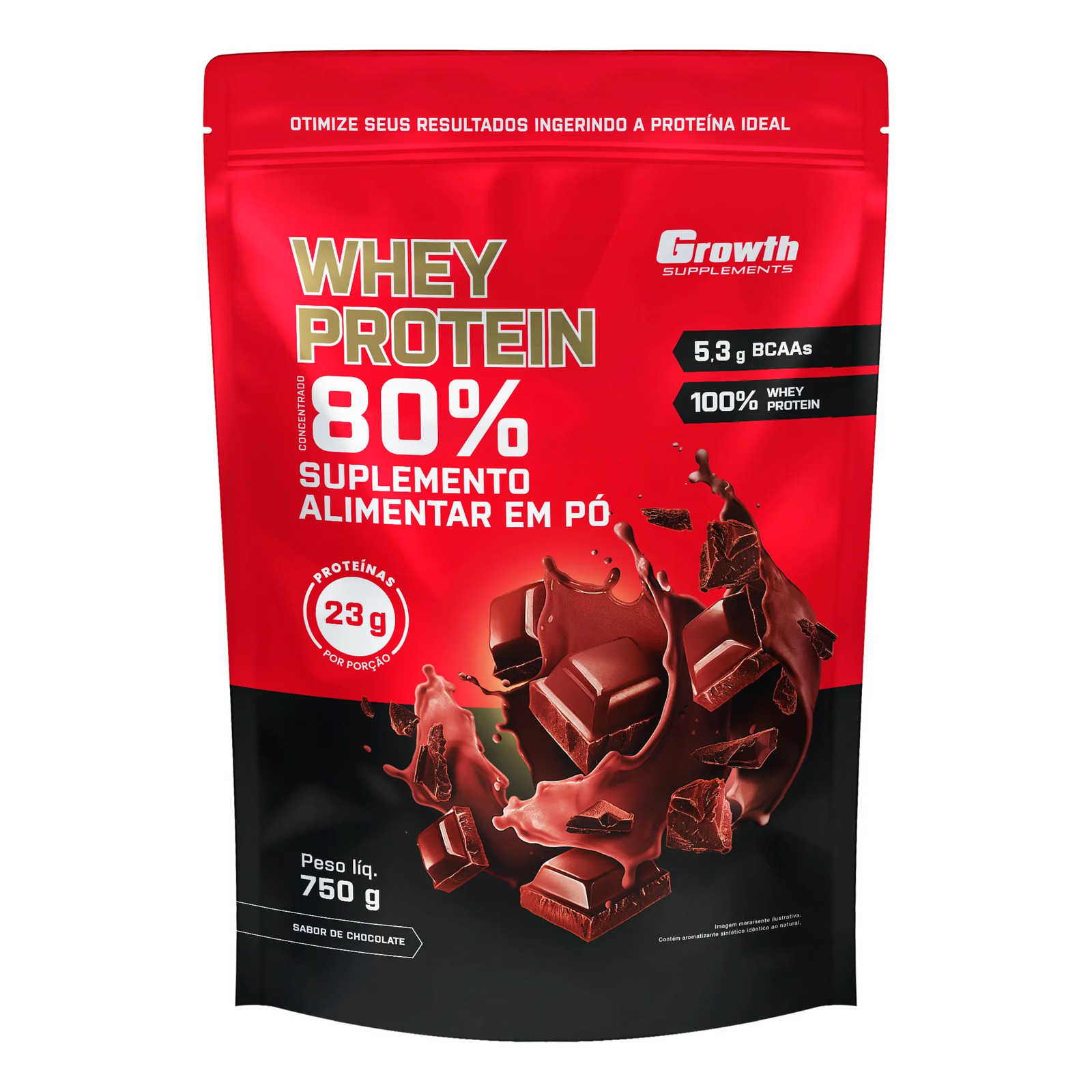 Whey Concentrado 750g Growth Supplements - Variados Sabores Chocolate