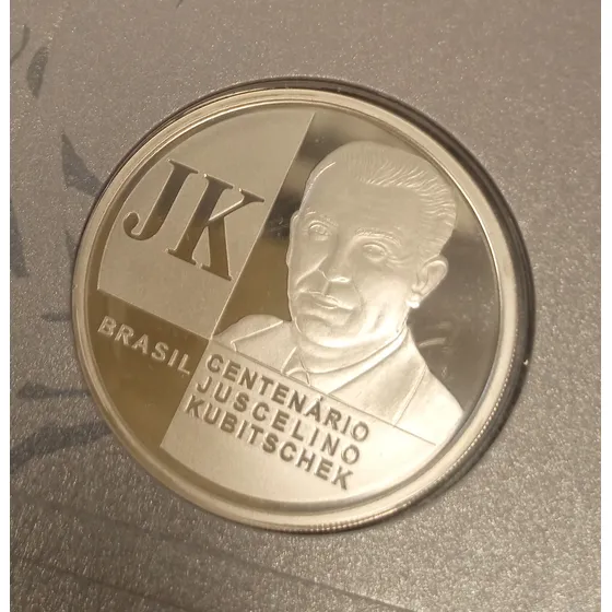 Moeda De Prata 999 Centenário Juscelino Kubitschek E Encarte