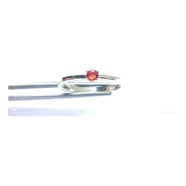Anillo De Compromiso Con Zafiro Natural Rojo Naranja 