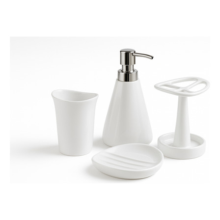 Juego De Baño Kit Accesorios Blanco Brilloso 4 Piezas Juego De Baño Kit Accesorios Blanco Brilloso 4 Piezas