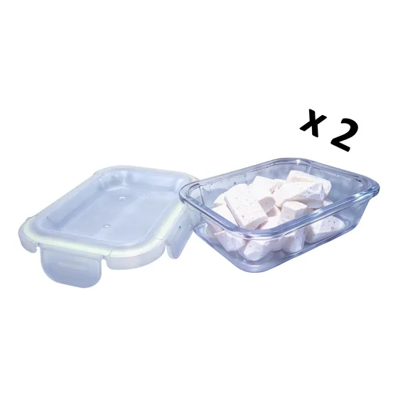 Contenedor Vidrio Refractario Hermético 550 Ml (2 Und)