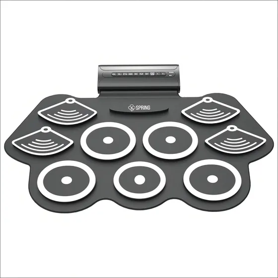 Bateria Eletronica Spring 9 Pads Cor Preto