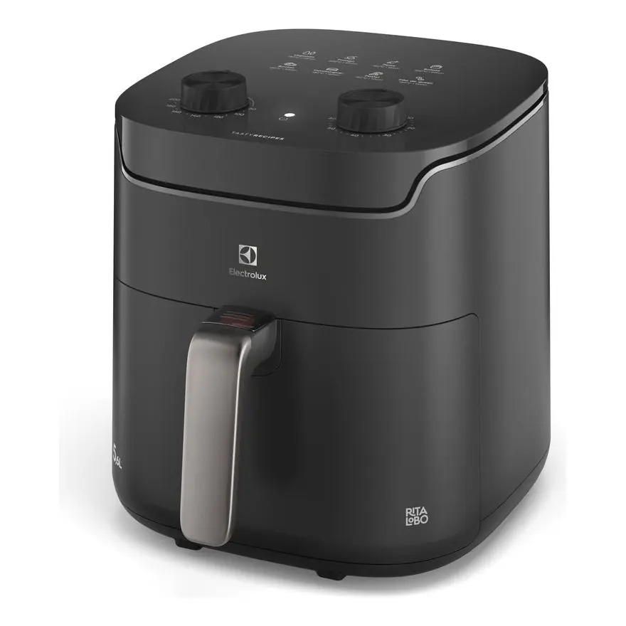 Air fryer Fritadeira Elétrica Electrolux EAF40 1400W sem oleo Rita Lobo 5,6L 8 receitas pré-sugeridas timer 60 minutos desligamento automático cesto removivel dupla camada antiaderente - Cinza Air fryer Fritadeira Elétrica Electrolux EAF40 1400W sem oleo Rita Lobo 5,6L 8 receitas pré-sugeridas timer 60 minutos desligamento automático cesto removivel dupla camada antiaderente - Cinza