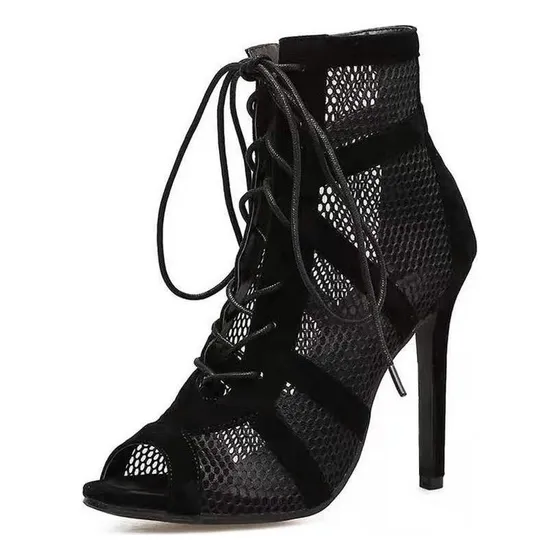 Botas Pretas De Salto Alto Para Dança De Salão, Sapatos Bege