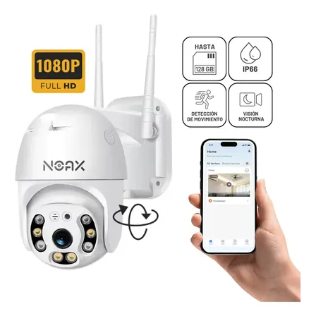 Cámara De Seguridad Inalámbrica Exterior Wifi Ip Noax Ptz A6 360° Hd Micrófono Rj45 Sd Sensor De Movimiento Visión Nocturna App