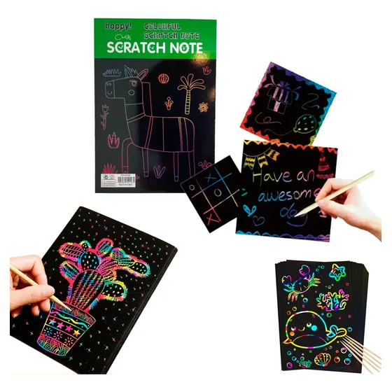 X20 Anotador Scratch Note Grande Papel Magico Lapiz Madera