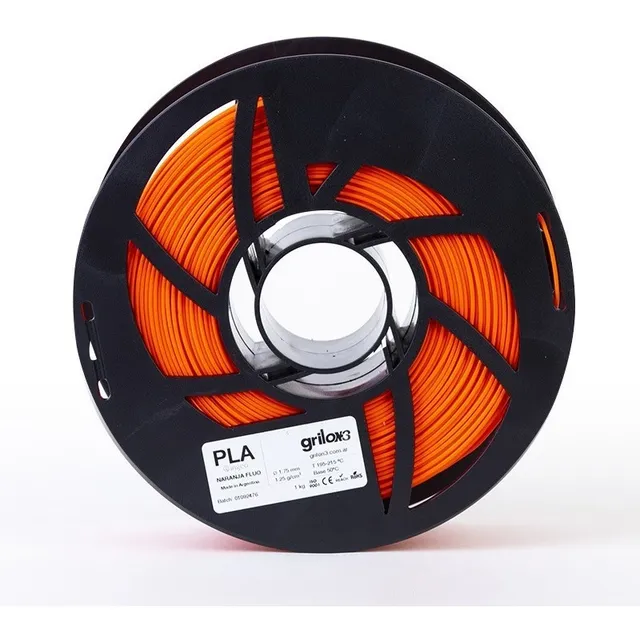 Filamento 3D Grilon3 PLA de 1.75mm y 1kg naranja flúor