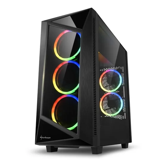 Gabinete Gamer Sharkoon Rev200 5 Fan Rgb Gráfica Vertical