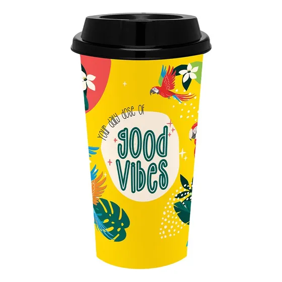 Contenedor Tipo Vaso Decorado Con Tapa 550ml Jaguar