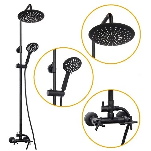 Columna de ducha doble comando Mozart Boston premium mezcladora color negro 9620