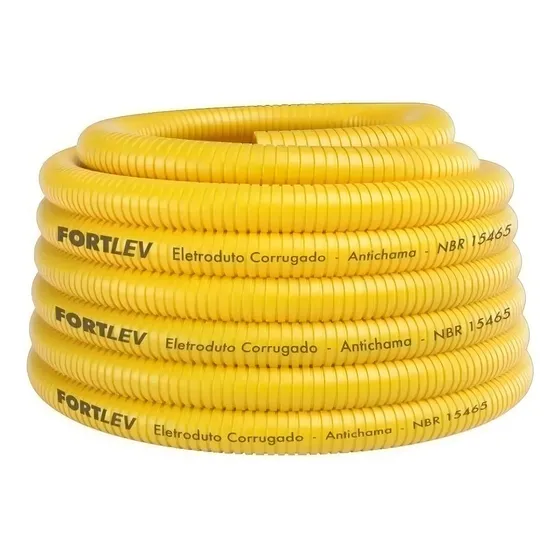 Mangueira eletroduto conduite Fortlev subterrâneo cor amarelo