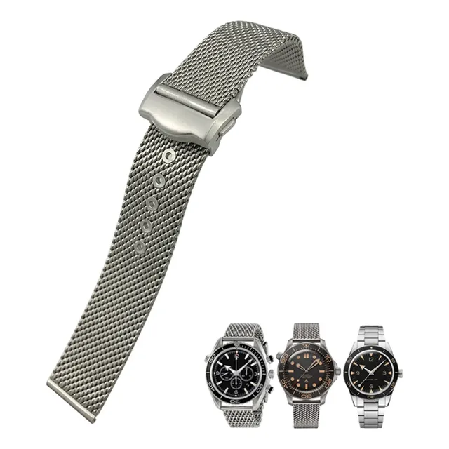 Para Omega 007 Seamster 300 Correa De Reloj Tejida De Metal