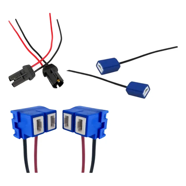 Kit 6 Chicotes Soquete Conector Farol Lâmpada H7 H1 T10