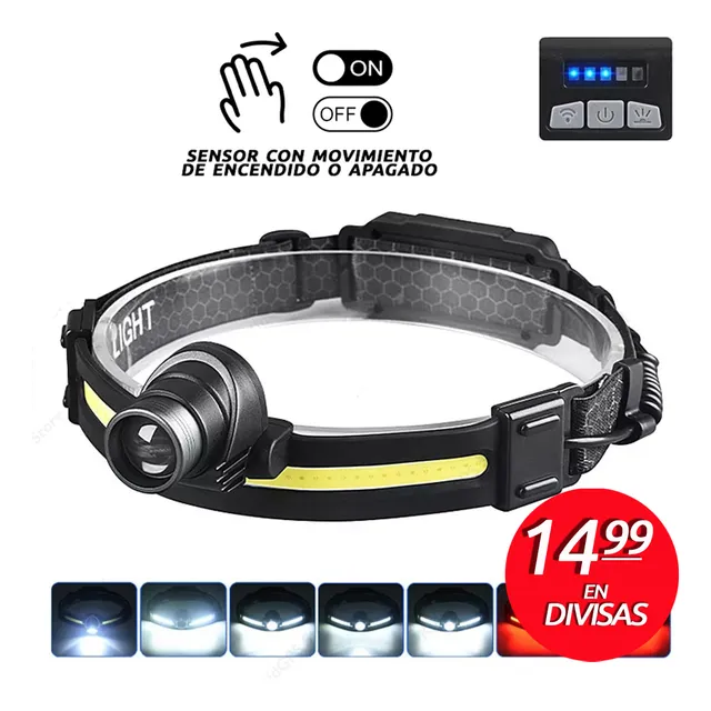 Linterna Led Recargable De Cabeza Frente Minera