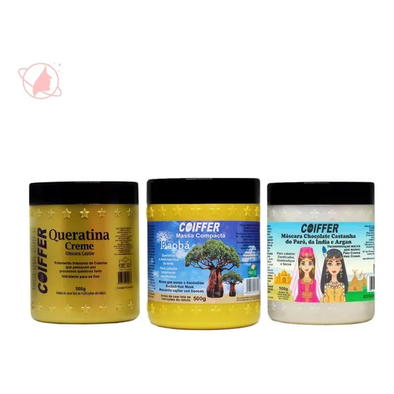 Kit Cronograma Capilar Coiffer 3 Unidades Lançamento
