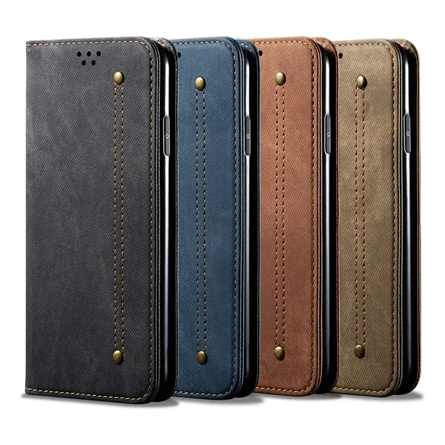 Szz. Funda De Piel De Estilo Casual Con Textura Vaquera