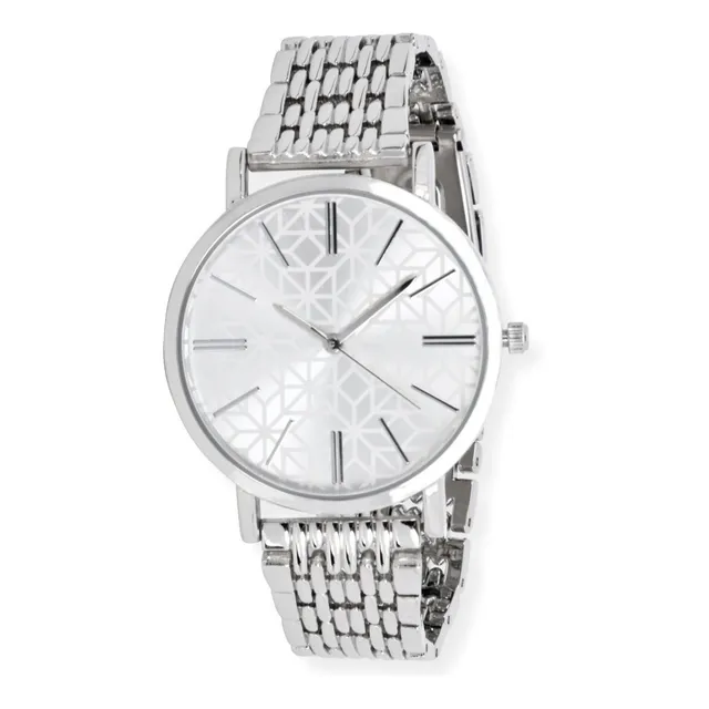 Reloj Dama Time And Tru Pulso Metálico Plateado Esfera Blanc